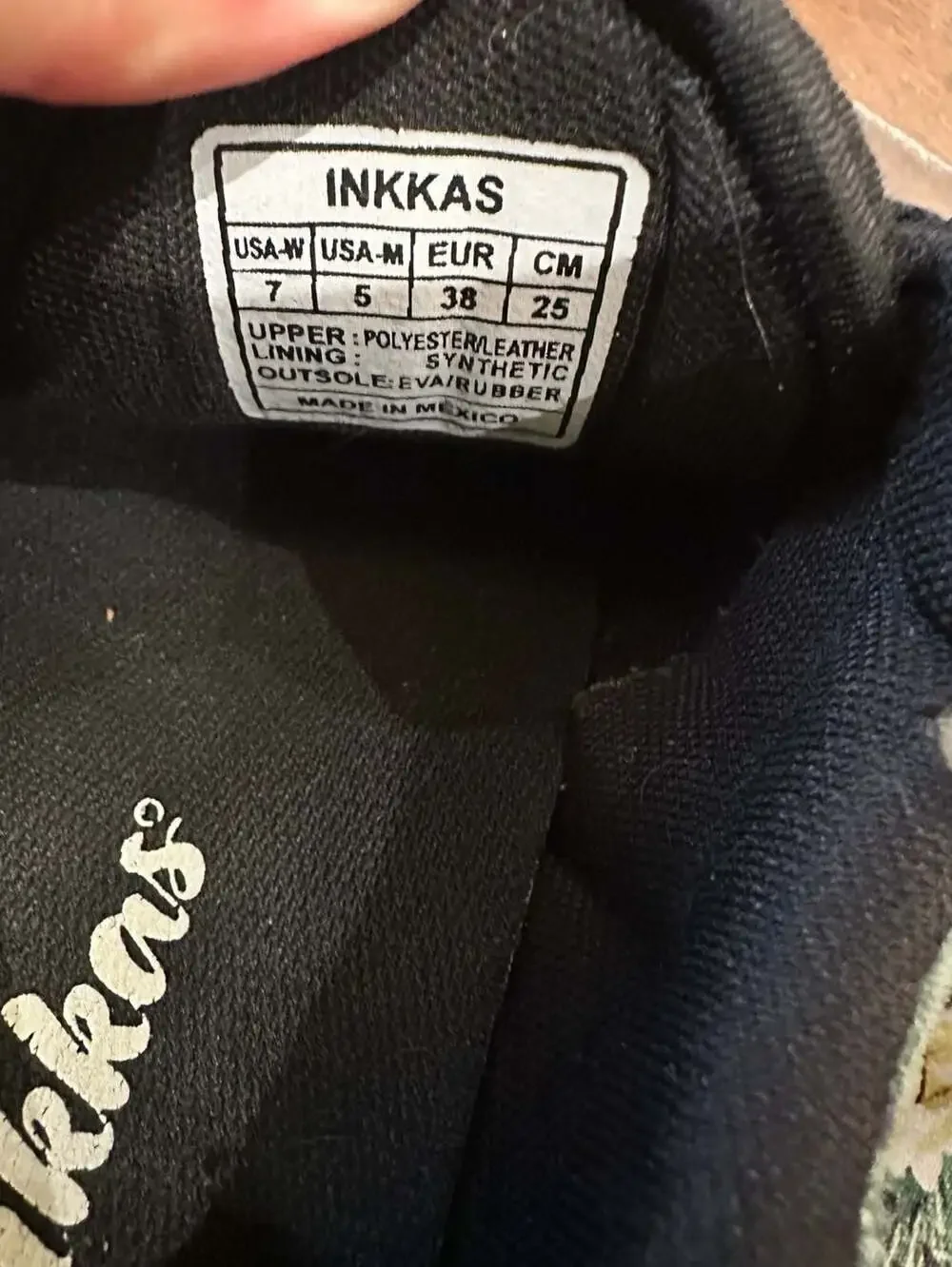 Inkkas Spirit Bear Jogger Sneakers Black Floral Jungle Size 7